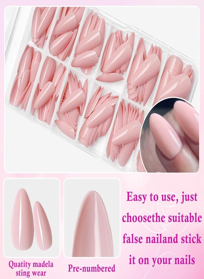 LuckForever 240pc Petal Pink Press on Nails Almond Fake Nails with Adhesive Tabs, Medium Almond Nails Press ons Medium Glue on Nails Acrylic Nails Stick False Artificial Fingernail for Women Girls - Image 2
